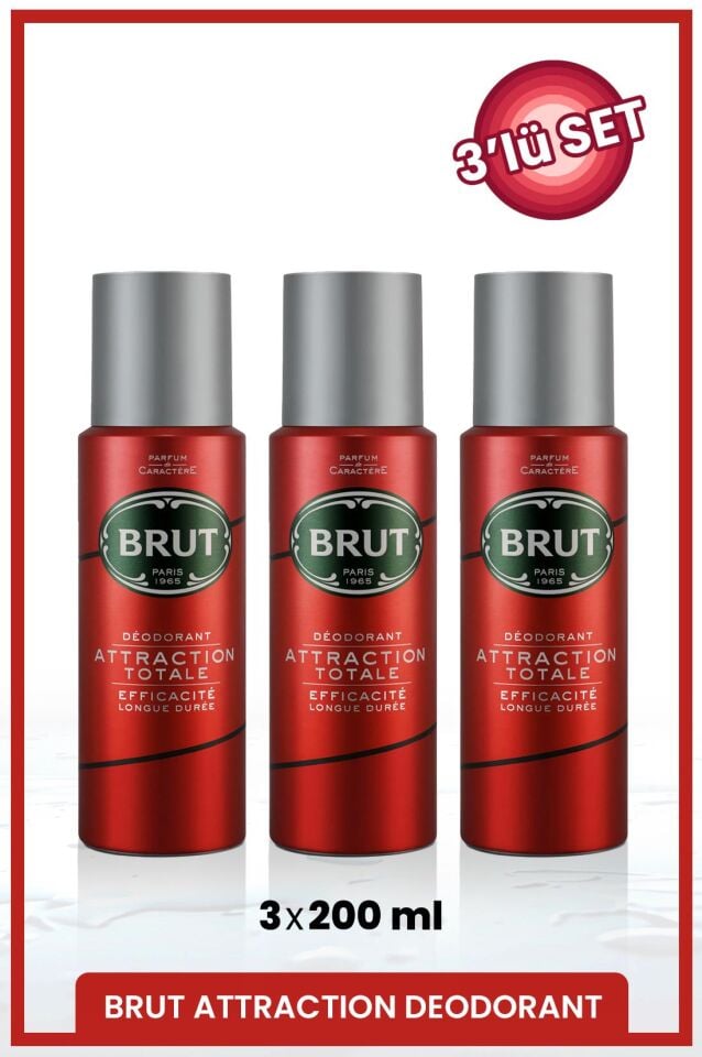Attraction Men's Deodorant 200 ml X3 Pieces
