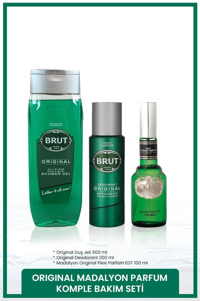Original Erkek Bakım Seti Madalyon Plexi Parfüm EDT 100 ml, Deodorant 200 ml, Duş Jeli 500 ml