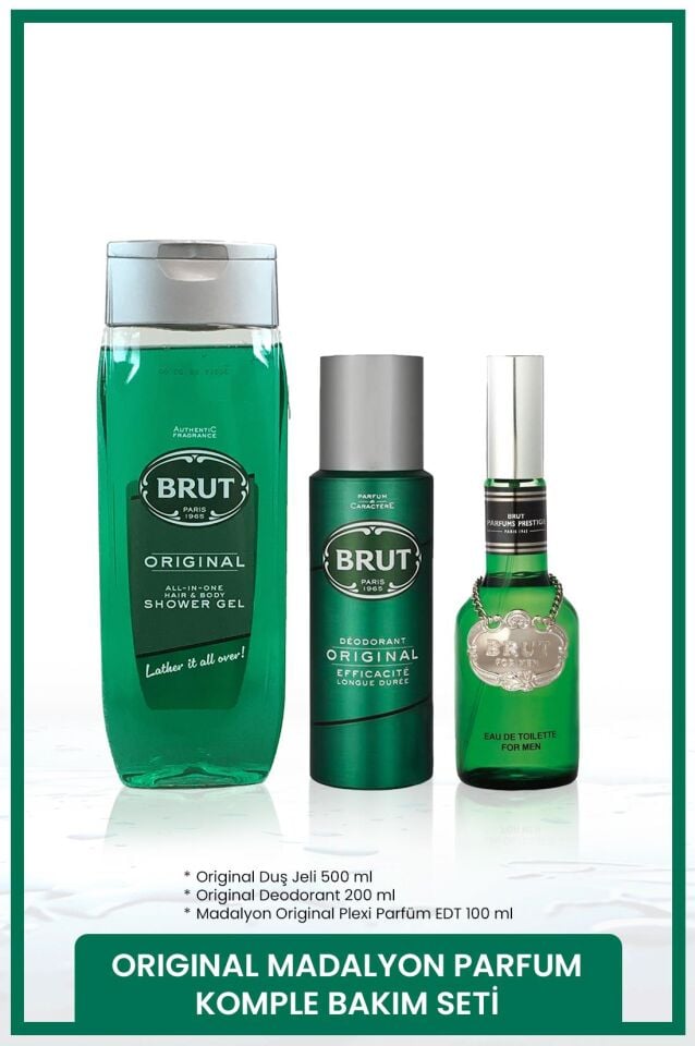 Original Erkek Bakım Seti Madalyon Plexi Parfüm EDT 100 ml, Deodorant 200 ml, Duş Jeli 500 ml