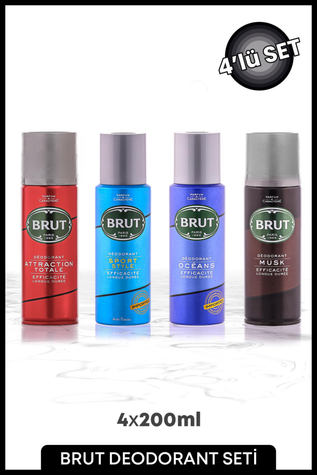 Brut Erkek Deodorant Seti Oceans, Attraction, Sports, Musk 4*200 ml