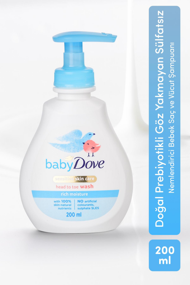 Doğal Prebiyotikli Göz Yakmayan Sülfatsız Nemlendirici Bebek Saç ve Vücut Şampuanı 200 ml